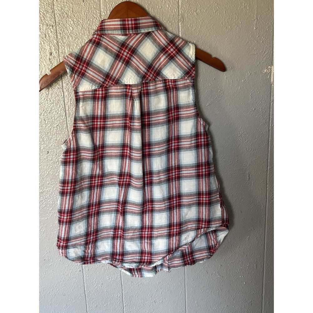 Ariat Sleeveless Plaid Button Down Top Sequined Pocket Western Rodeo Size S - Picture 4 of 4